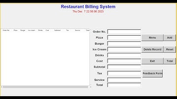 Restaurant Billing System using Tkinter in Python