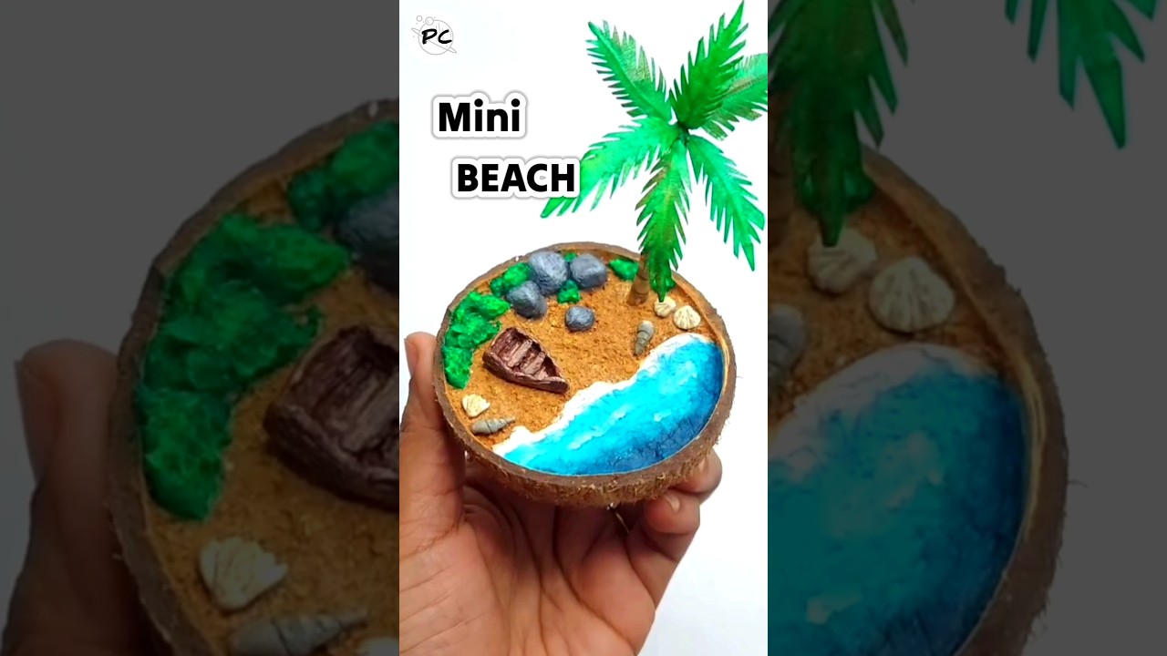 coconut shell se miniature beach 😱 #diy #craft #art #miniature #artandcraft