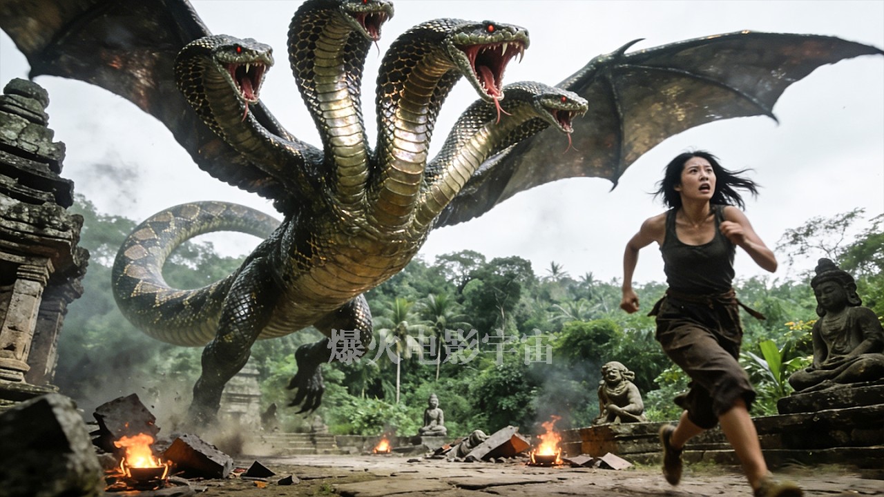 Женщина пробуждает зверя и становится жертвой преследования трехголового питона.