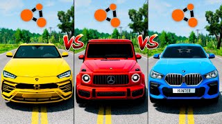 Lamborghini Urus vs Mercedes-Benz G65 AMG vs BMW X6M - BeamNG Drive Car Tests Which is best?