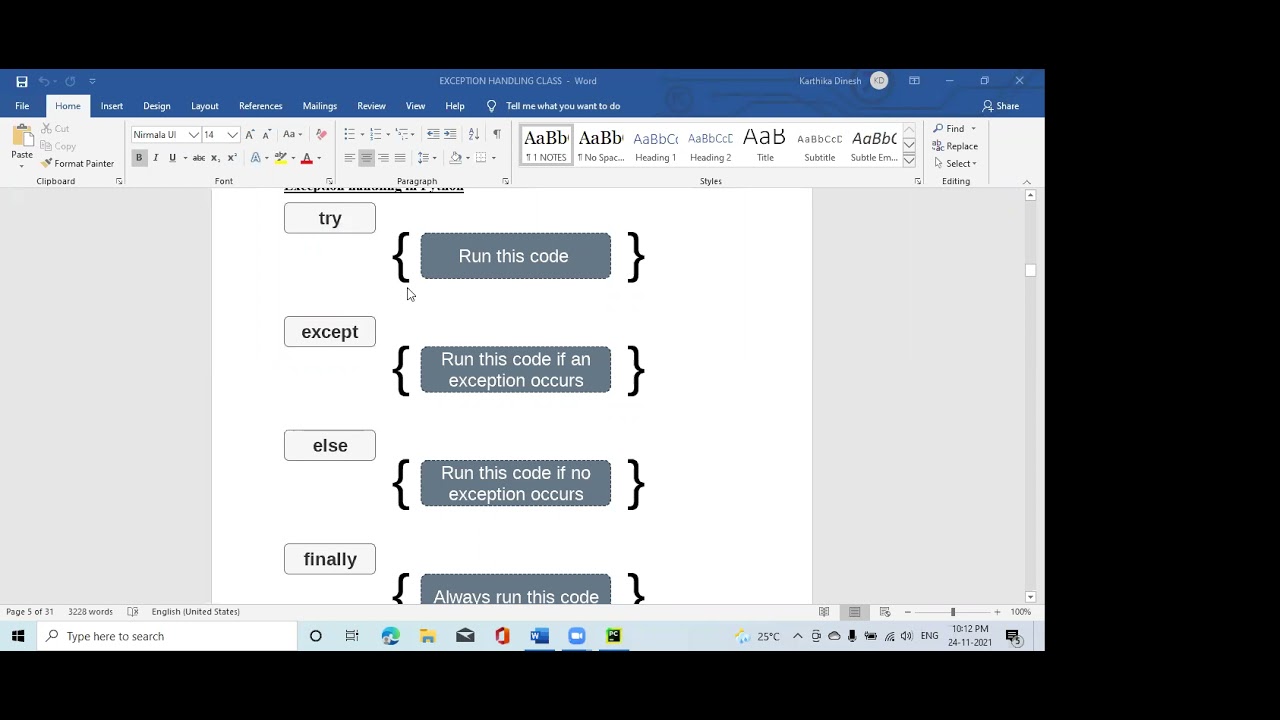 Python in Tamil - Day 47 - Exception Handling continuation - 2021-11-24 ...