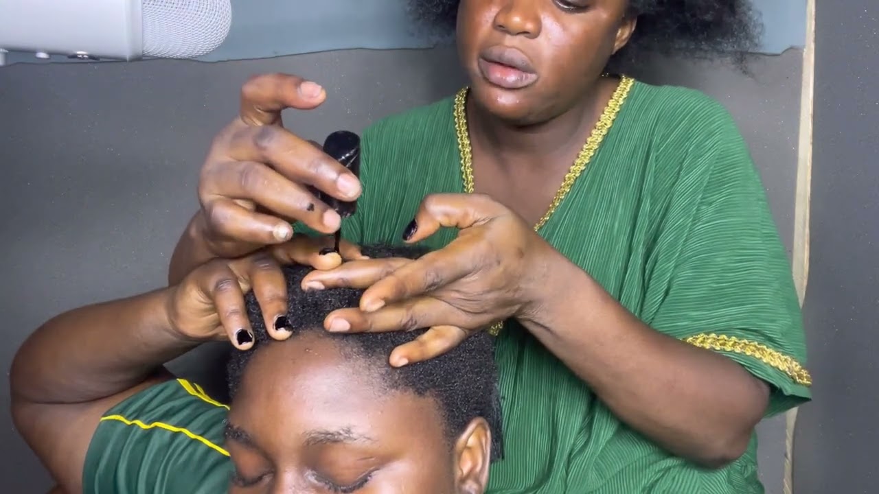 ASMR✨NAIL PAINTING AND SATISFYING HAIR BRUSH TRIGGERS ON MY SISTER WITH GUM CRACKING SOUND.HAIR PLAY