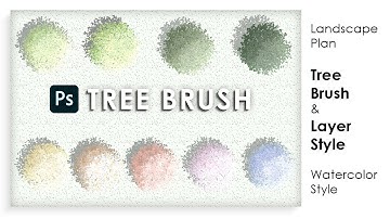 Watercolor Photoshop Tree Brush and Layer Style | For Landscape Site Plan Rendering