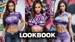 [4K] Beautiful Girl AI Lookbook 💜 Purple Tops for Women | Ashlee Shs