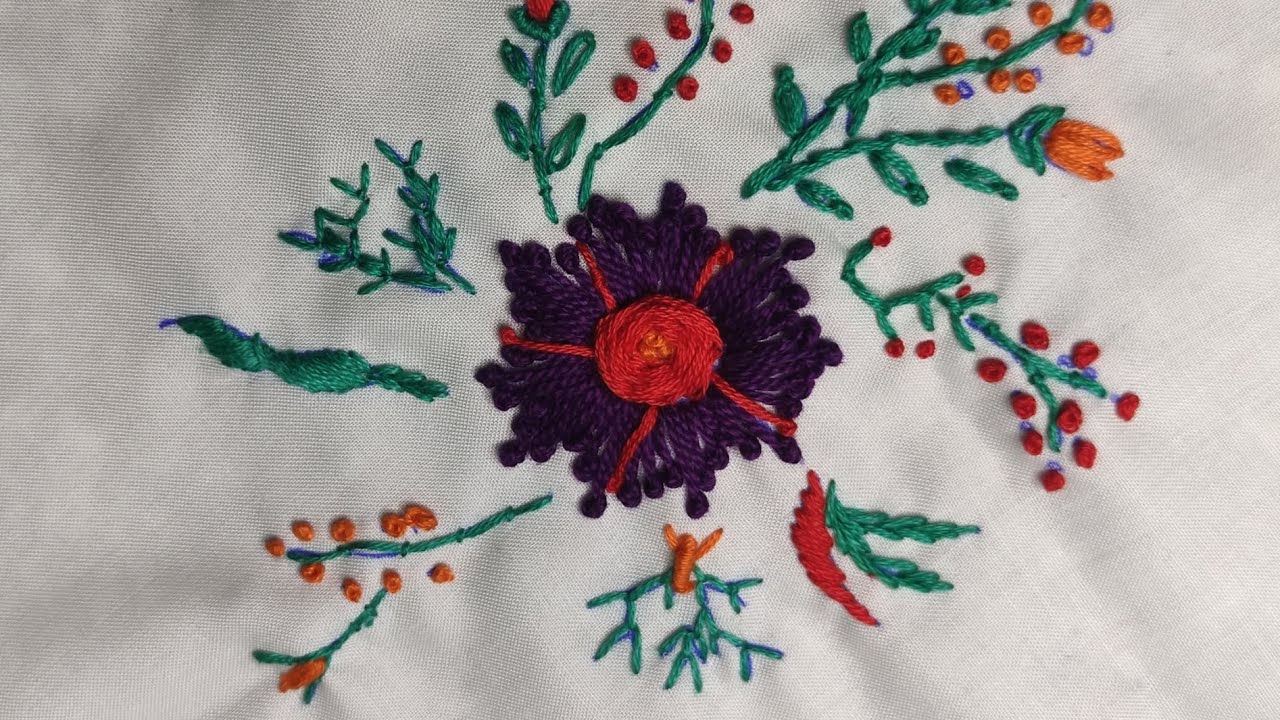 beautiful flower 🏵️ hand embroidery unique design full tutorial 🥰