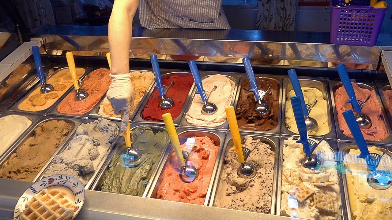 수제 젤라또 Making Handcrafted Gelato Ice Cream (Raspberry, Chocolate, Corn) - Korean street food