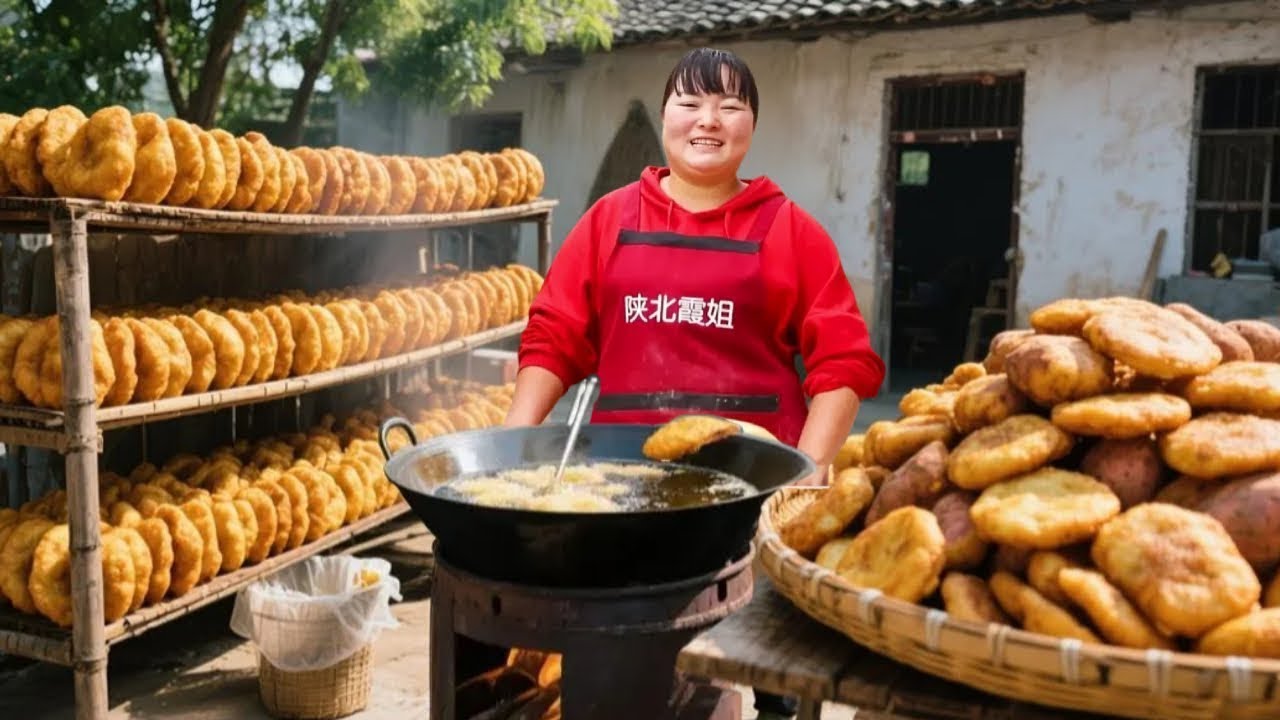 【陕北霞姐】一颗红薯，3个鸡蛋，霞姐教你红薯糕新吃法，香甜软糯太香了！