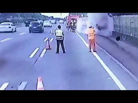 國道3號火燒車　消防人員迅速撲滅無人傷亡