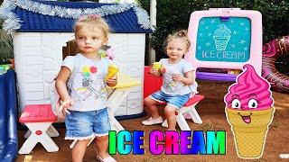 Kids Pretend Play Selling Ice Cream Videos For Kids Kristen & Scarlett