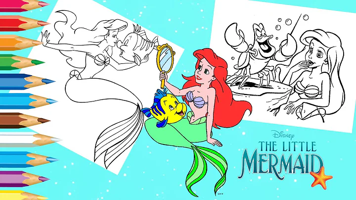 Coloring Disney Princess Ariel Flounder & Sebastian The Little Mermaid Under The Sea Coloring Page