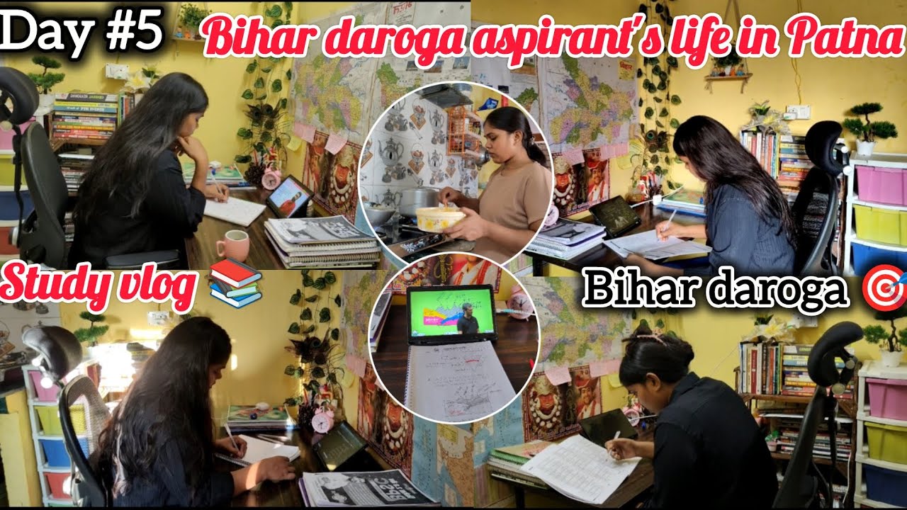 Day#5 💯 Bihar daroga aspirant's life in Patna 💫 study vlog 📚 cooking ...