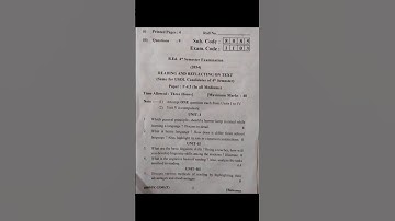 Reading and Reflecting on text Question paper 2024/B.Ed 4th semester/Punjab university chandigarh👍