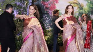 Kangana Ranaut Hot In A Saree At Sonam Kapoors Reception
