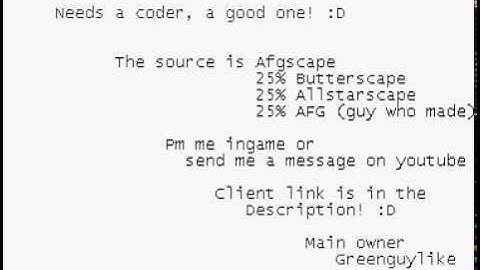 Greenpapapkscape, 317 runescape private server, needs a coder! Greenpapapkscape.no-ip.biz