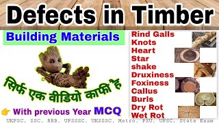 🌳 Defects in Timber - Rind Galls ! Knots ! Heart and Star Shake ! Foxiness ! Dry and Wet Rot etc .
