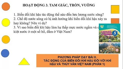 PHƯƠNG PHÁP DẠY BÀI 8. TÁC ĐỘNG CỦA BIẾN ĐỔI KHÍ HẬU ĐỐI VỚI KHÍ HẬU VÀ THỦY VĂN VIỆT NAM (PHẦN 1)