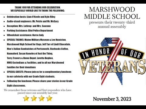 Marshwood Middle School Veterans Service 11/3/2023