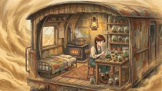 Locked in an Old Train Cabin During a Sandstorm 🌧️  Ghibli Style ASMR [ジブリ, 癒し, 睡眠用, 雨の音, ]