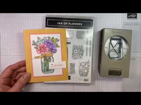 スタンピンアップ　バンドル　スタンプ　パンチ　ジャーオブフラワーズ Stampin' Up! Jar Of Flowers Hello Card Tutorial - YouTube