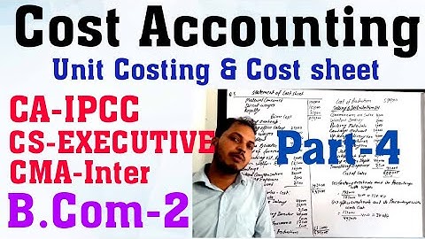 Unit Costing |Cost sheet |Cost Accounting |in hindi |Part-4| B.Com |CA|CS|CMA| by shitesh Sir