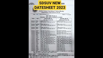 Sdsuv exam Date 2023 #sdsuv #sridevsumanuniversity  #sdsuvnewdatsheet