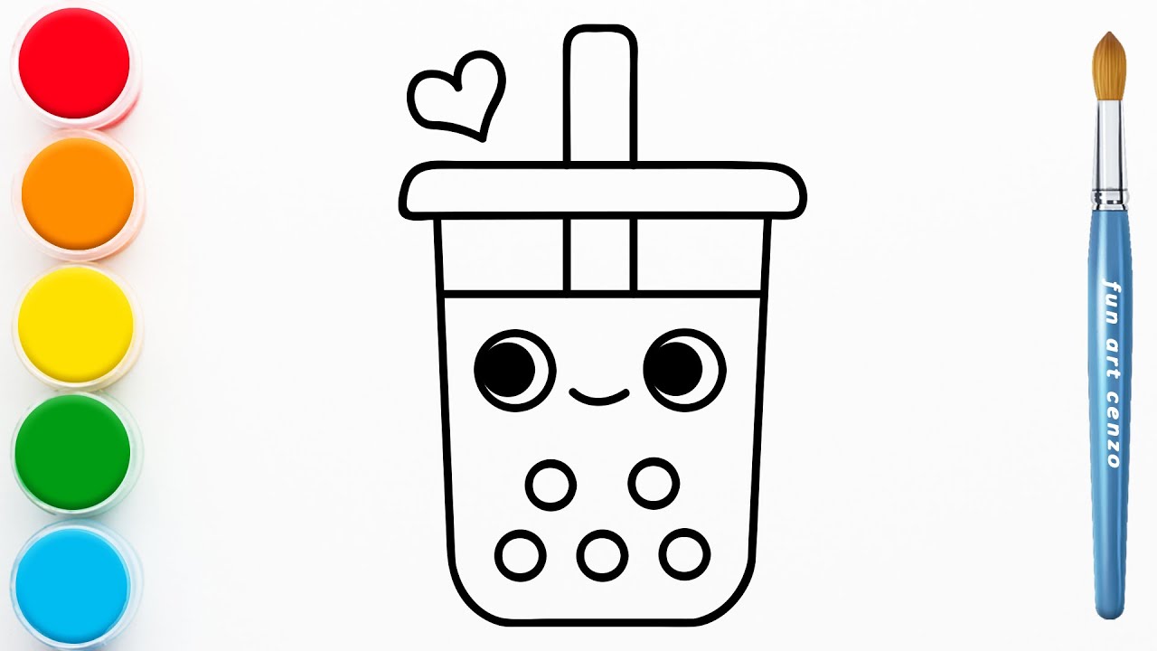 HOW TO DRAW A CUTE BUBBLE MILK TEA, STEP BY STEP - YouTube