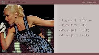 Gwen Stefani mensurations and measurements (boobs, height, weight and more) with sexy pictures