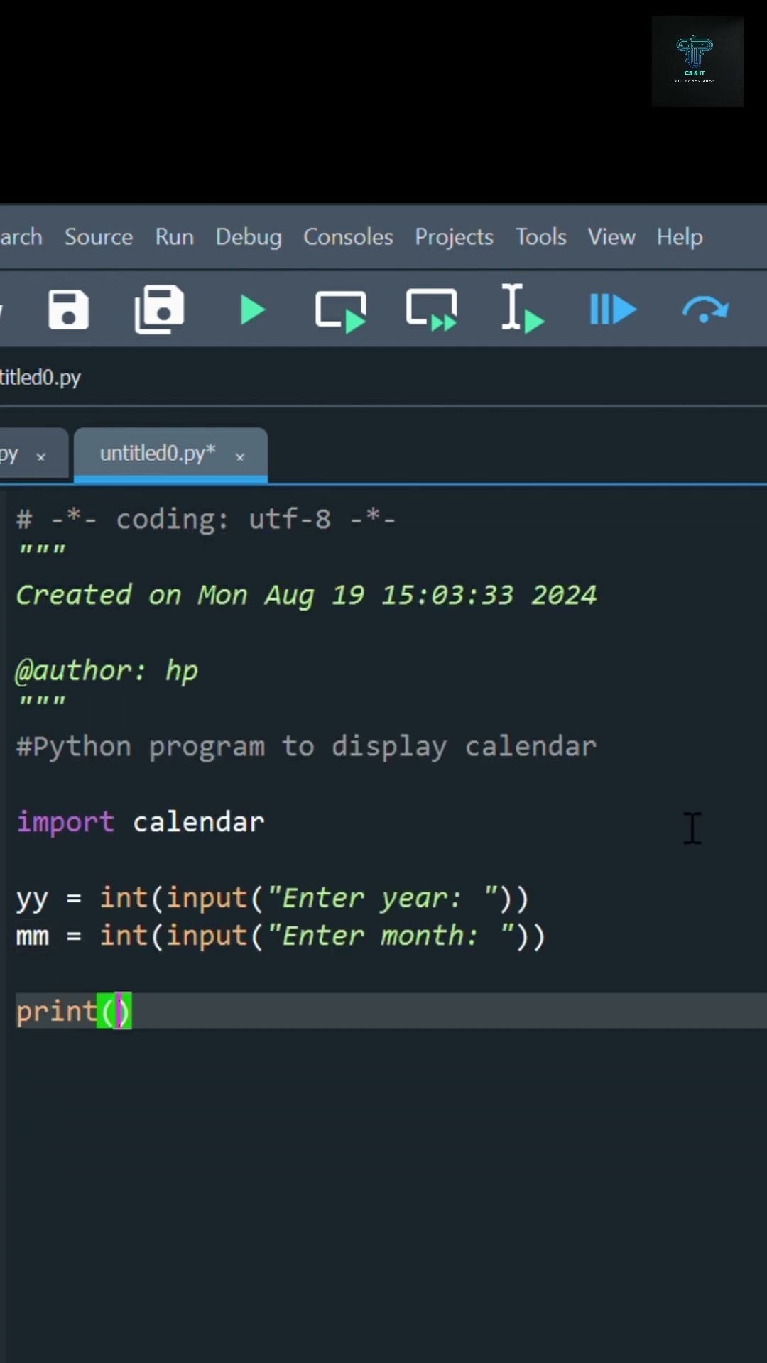Python program to display calendar |Python |program #python # ...