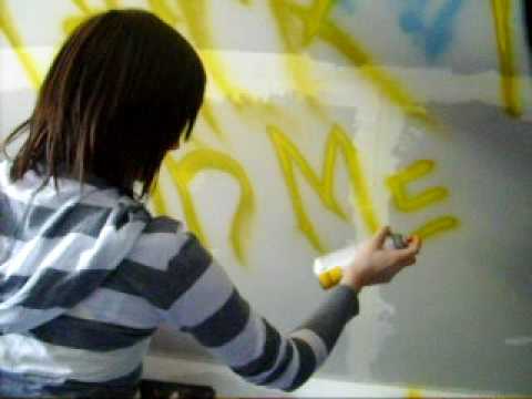 Spray Painting Tyler's Room.