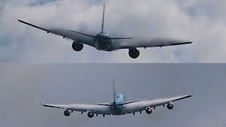 B777 and B747 Cloud Busting, Condensation  and Vortices,