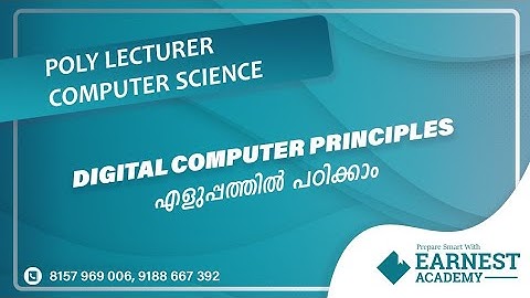 KERALA PSC | POLY LECTURE -COMPUTER SCIENCE | DIGITAL COMPUTER PRINCIPLES -FREE CLASS