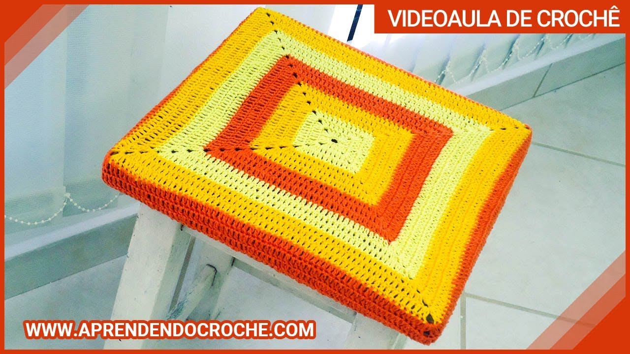 Capa de Crochê para Banqueta Quadrada - Aprendendo Crochê