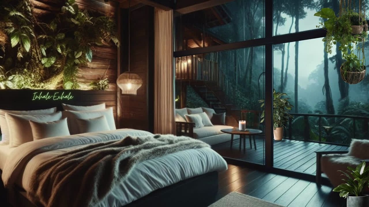 Cozy Rainy Treehouse Ambience (rainforest sounds) - YouTube