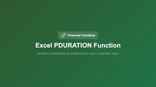 Excel PDURATION Function - Investment Growth Period Calculator