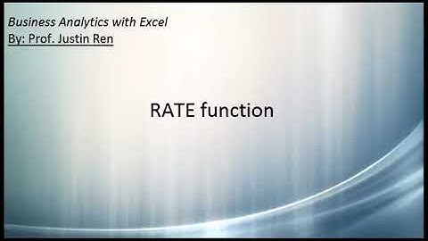 Excel for finance - RATE function.. It is not what you think!