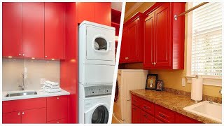 75 All Cabinet Styles Red Laundry Room Design Ideas You'll Love 🎀