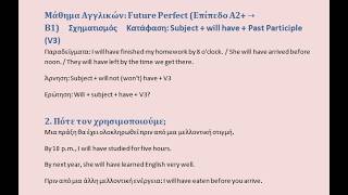 Future Perfect – Πώς σχηματίζεται και πότε χρησιμοποιείται; | Αγγλικά A2+–B1 | Μάθημα 52