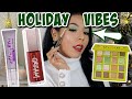 GRWM💚|| USING NEW HOLIDAY MAKEUP! FULL GLAM + GLOSSY RED LIPS!