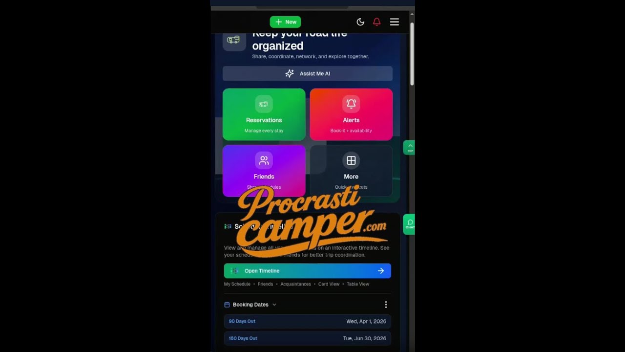 Dashboard Tour — ProcrastiCamper.com - Plan RV Life Together, Without the Chaos