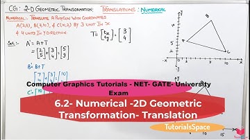 6.2- Numerical On Translation In 2 Dimensional Transformation In Computer Graphics In Hindi