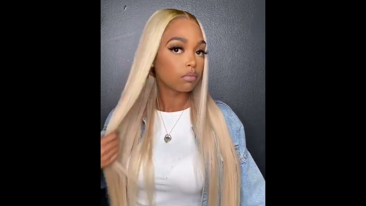Ombre Blonde Color Straight Human Hair Wigs Natural Hairline