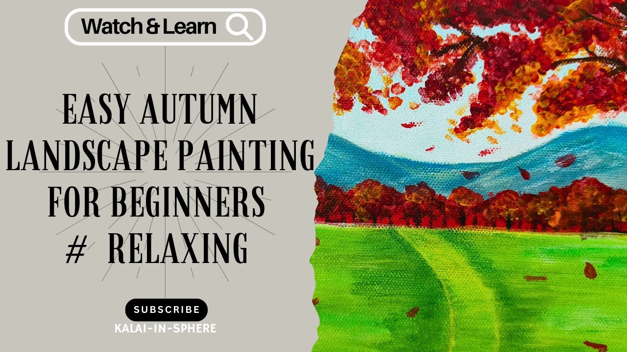 Easy Autumn Landscape Painting | Beginner friendly Acrylic Canvas Art | Kalai-in-sphere 