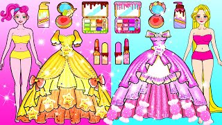 Vestido De Muñeca De Papel  Yellow Vs Pink Mother & Daughter NEW FASHION Contest  Woa Doll Español