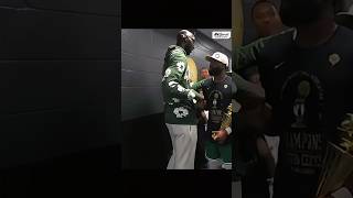 Former Celtics Tacko Fall And Grant Williams Congratulate Jaylen Brown In The Tunnel