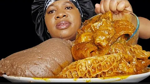 Asmr mukbang ogbono soup and amala fufu eating sound