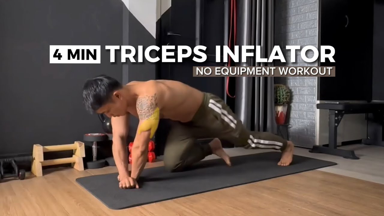 TRICEP WORKOUT AT HOME - 4 Min Triceps Inflator ( No Equipment ) - YouTube