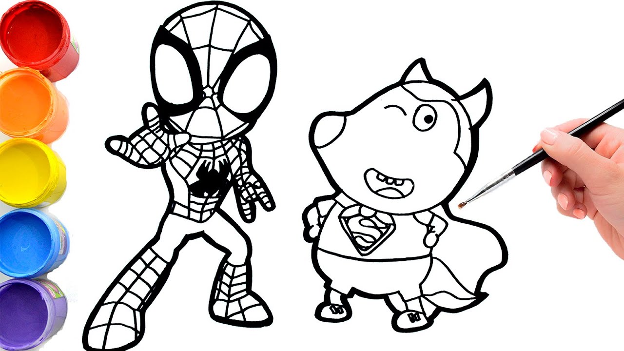 Páginas para colorir Wolfoo Spiderman - Páginas para colorir gratuitas para  impressão