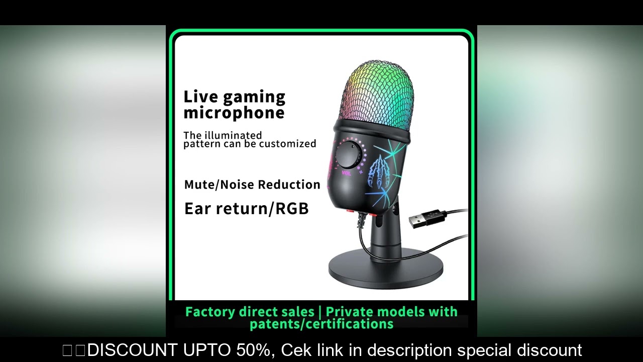 Gaming Microphone USB Microphone for PC Condenser Podcast Mic for Studio Recording with Headphone Ja
