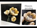 EASY | How to paint flowers |For Beginners | Acrylic Technique on canvas by Julia Kotenko