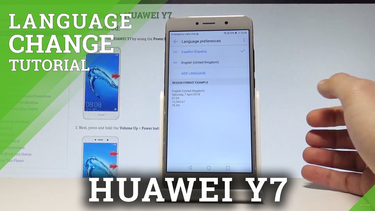 كيفية تغيير اللغة في Huawei Y7 Hard Reset Info Youtube